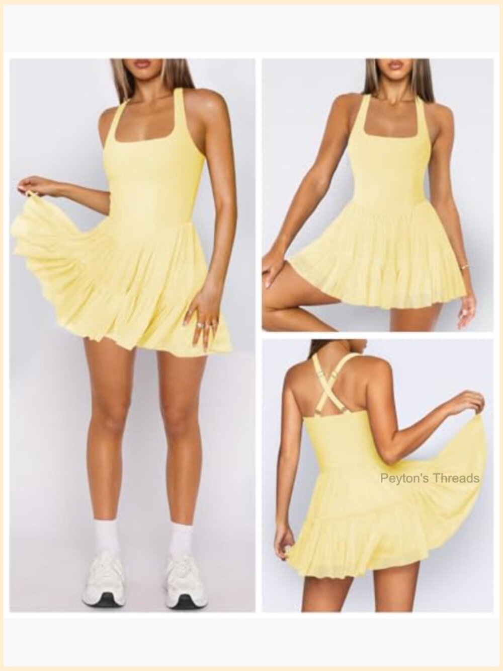 Women's Tennis Flowy Pleated Ruffle Athletic Dress Halter Neck Sleeveless Mini - Picture 2 of 6